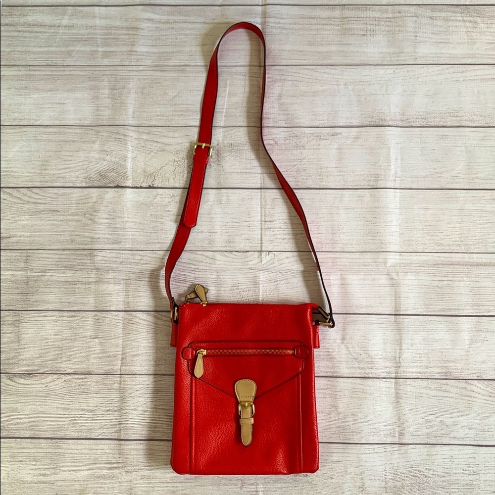 Charming Charlie Red Faux Cobbled Leather Crossbody Bag with Adjustable Strap - Picture 2 of 8